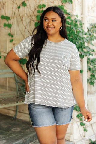 Cozy In Stripes Top in Gray - Crazy Daisy Boutique