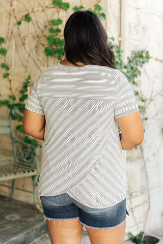 Cozy In Stripes Top in Gray - Crazy Daisy Boutique