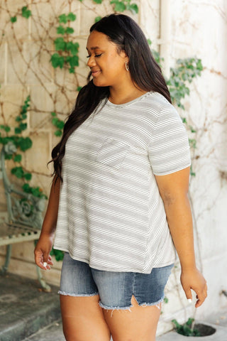 Cozy In Stripes Top in Gray - Crazy Daisy Boutique