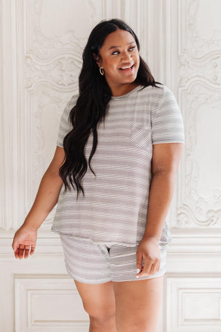 Cozy In Stripes Top in Gray - Crazy Daisy Boutique