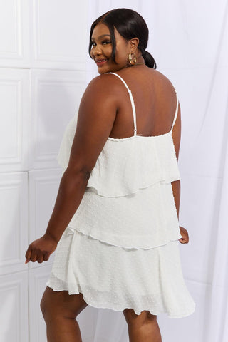 Culture Code By The River Full Size Cascade Ruffle Style Cami Dress in Soft White - Crazy Daisy Boutique