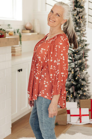 Daisy Flow Blouse In Rust - Crazy Daisy Boutique