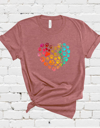 Dog Paw Heart Graphic T-Shirt - Crazy Daisy Boutique