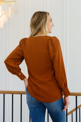 Enjoy This Moment V Neck Blouse In Toffee - Crazy Daisy Boutique