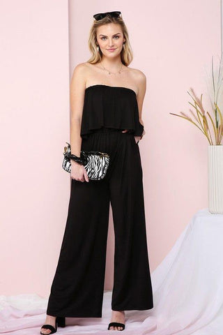 FLARE TUBE TOP WITH TWO FER LOOK JUMPSUIT - Crazy Daisy Boutique