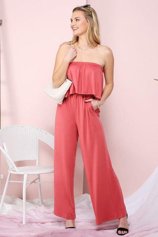 FLARE TUBE TOP WITH TWO FER LOOK JUMPSUIT - Crazy Daisy Boutique