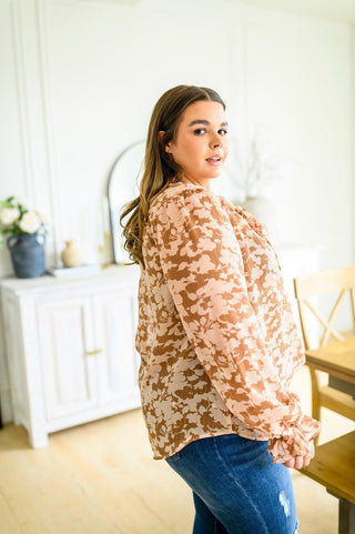 Floral Ties Top in Taupe - Crazy Daisy Boutique