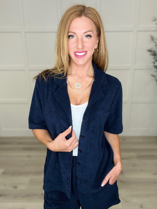 French Terry Button Down Top in Two Colors - Crazy Daisy Boutique