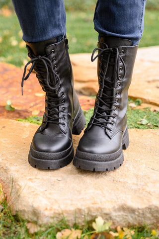 Fresh Feels Combat Boots In Black - Crazy Daisy Boutique