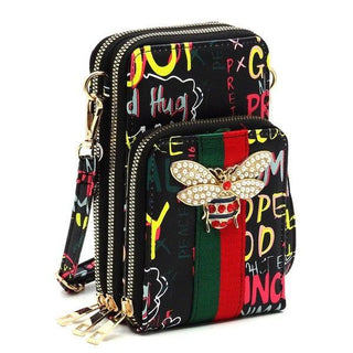 Graffiti Queen Bee Stripe Crossbody Bag - Crazy Daisy Boutique