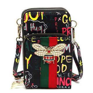 Graffiti Queen Bee Stripe Crossbody Bag - Crazy Daisy Boutique