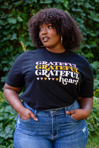 Grateful Heart Graphic T-Shirt In Black - Crazy Daisy Boutique