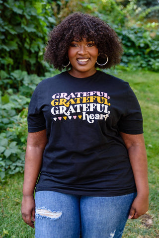 Grateful Heart Graphic T-Shirt In Black - Crazy Daisy Boutique