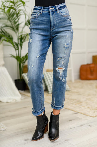 Harley Distressed Ankle Hem Jeans - Crazy Daisy Boutique