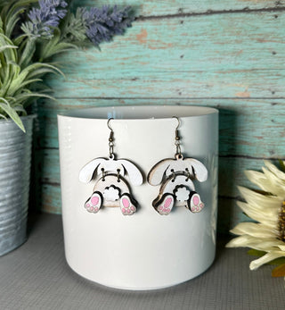 Adorable Wood Bunny Handmade Earrings