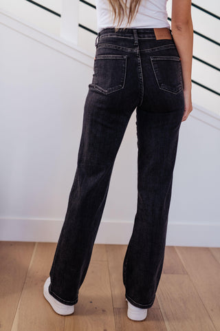 Joan High Rise Control Top Straight Jeans in Washed Black - Crazy Daisy Boutique