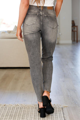 Judy Blue Charlotte High Rise Stone Wash Slim Jeans in Gray - Crazy Daisy Boutique