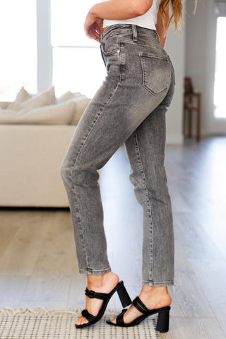 Judy Blue Charlotte High Rise Stone Wash Slim Jeans in Gray - Crazy Daisy Boutique