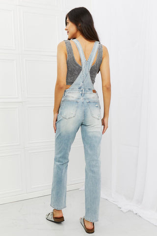 Judy Blue Melina Full Size Distressed Straight Leg Overalls - Crazy Daisy Boutique