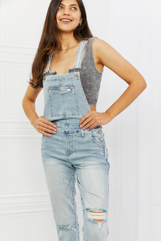 Judy Blue Melina Full Size Distressed Straight Leg Overalls - Crazy Daisy Boutique
