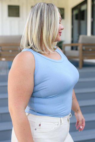 Just One More Ribbed Tank in Light Blue - Crazy Daisy Boutique