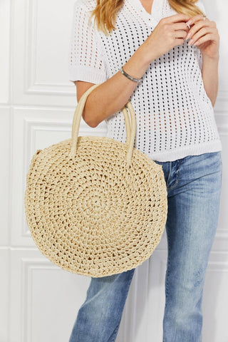 Justin Taylor Beach Date Straw Rattan Handbag in Ivory - Crazy Daisy Boutique