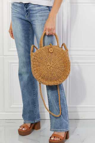 Justin Taylor Feeling Cute Rounded Rattan Handbag in Camel - Crazy Daisy Boutique