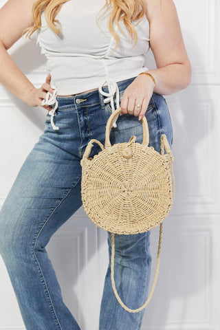 Justin Taylor Feeling Cute Rounded Rattan Handbag in Ivory - Crazy Daisy Boutique