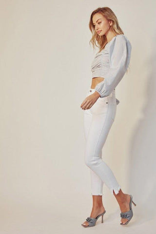 KanCan HIGH RISE ANKLE SKINNY WHITE JEANS-KC8604WT - Crazy Daisy Boutique