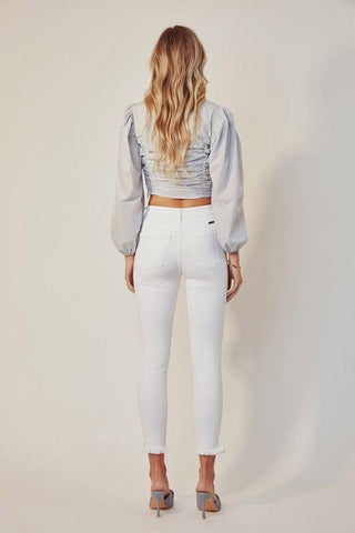 KanCan HIGH RISE ANKLE SKINNY WHITE JEANS-KC8604WT - Crazy Daisy Boutique