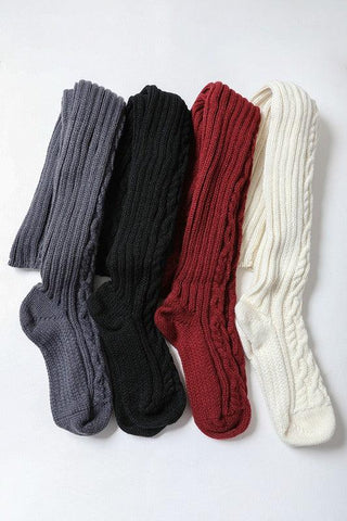Knee High Cable Knit Socks - Crazy Daisy Boutique