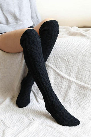 Knee High Cable Knit Socks - Crazy Daisy Boutique