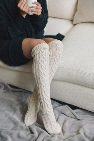 Knee High Cable Knit Socks - Crazy Daisy Boutique