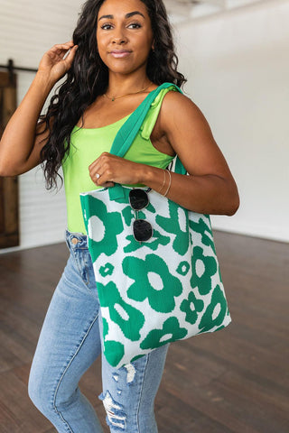 Lazy Daisy Knit Bag in Green - Crazy Daisy Boutique