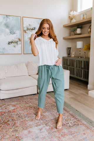 Love Me Dearly High Waisted Pants in Jade - Crazy Daisy Boutique