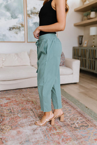 Love Me Dearly High Waisted Pants in Jade - Crazy Daisy Boutique