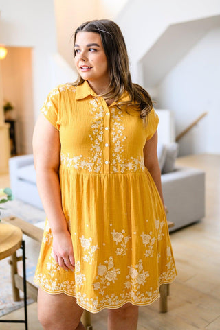 Marigold Embroidered Dress - Crazy Daisy Boutique