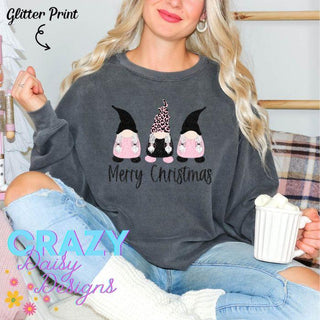 Merry Christmas Glitter Print Pullover Sweatshirt - Crazy Daisy Boutique