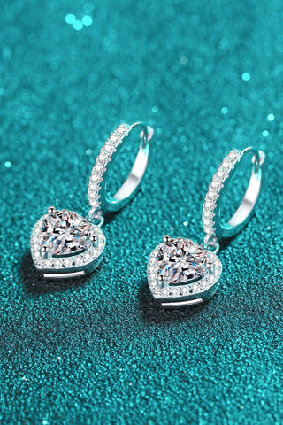 Moissanite Heart-Shaped Drop Earrings - Crazy Daisy Boutique