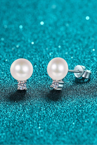 Moissanite Pearl Stud Earrings - Crazy Daisy Boutique