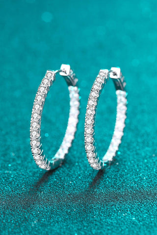 Moissanite Rhodium-Plated Hoop Earrings - Crazy Daisy Boutique