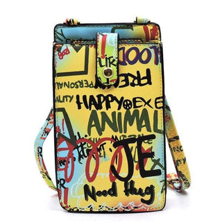 Multi Graffiti Crossbody Bag Cell Phone Purse - Crazy Daisy Boutique