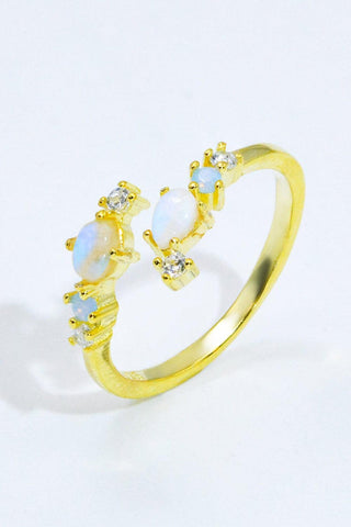 Natural Moonstone and Zircon Open Ring - Crazy Daisy Boutique