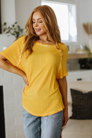 New Edition Mineral Wash T Shirt Yellow - Crazy Daisy Boutique