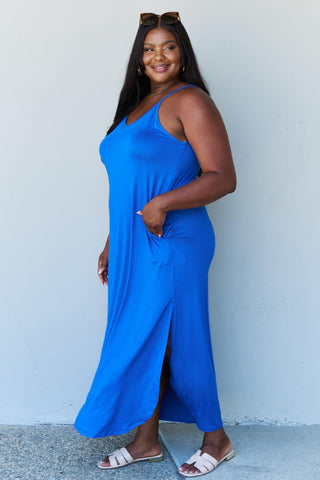 Ninexis Good Energy Full Size Cami Side Slit Maxi Dress in Royal Blue - Crazy Daisy Boutique