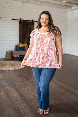 Not So Serious Floral Blouse in Pink - Crazy Daisy Boutique