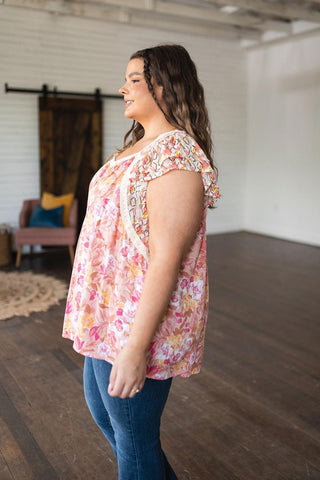 Not So Serious Floral Blouse in Pink - Crazy Daisy Boutique