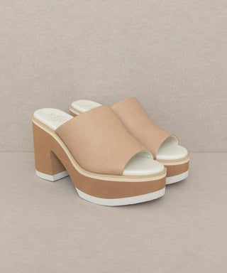 OASIS SOCIETY Maren - Layered Platform Heel Slides - Crazy Daisy Boutique