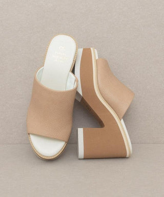 OASIS SOCIETY Maren - Layered Platform Heel Slides - Crazy Daisy Boutique