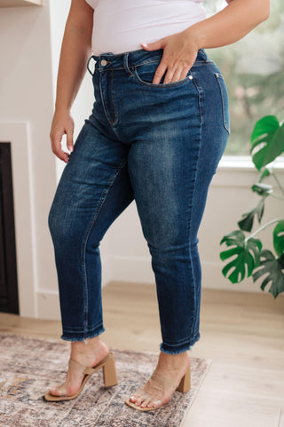 Phillipa High Rise Release Hem Slim Jeans - Crazy Daisy Boutique